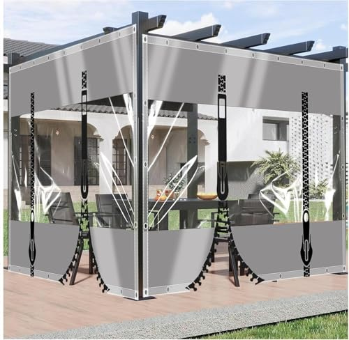 ZHJSHOU Lonas Impermeables con Ojales Exterior Transparent 2.5x5.8m,Lona de protección Resistente a la Rotura, 0.5mm Personalizable Lona de Plástico para Terrazas Balcon,Muebles de jardín