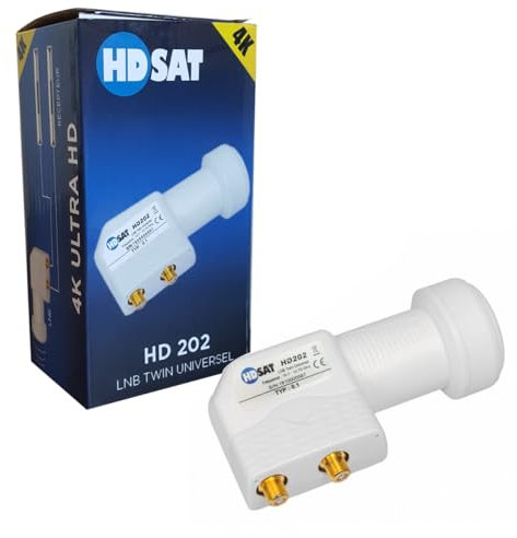 HDSAT HD202 LNB Twin Full HD 4K Testa Parabola 2 Uscite 0,1dB