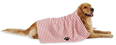 Bone Dry Pet Grooming Microfiber Towel, Striped Collection, X-Large, 41x23.5, Rose