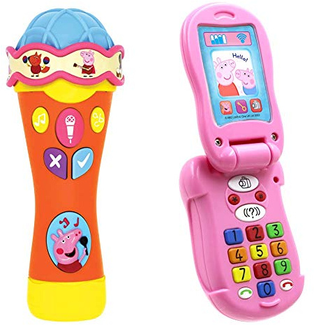 Peppa Pig none PP07 Singalong & Learn Microphone, Multi & PP06 Flip and Learn Phone Electronic Toy