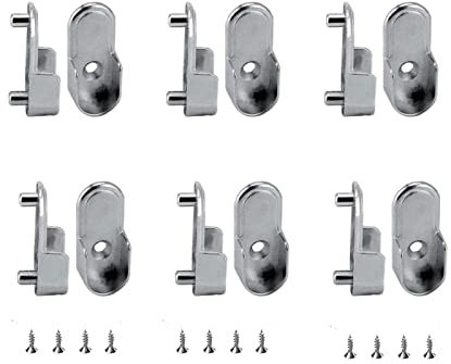 AEGYPIUS 6Pcs Oval Closet Rod End Supports 15mm x 30mm, Wardrobe Bracket Metal Rod Holders, Heavy-Duty Closet Pole Socket with Rear Facing 6.5mm Pins