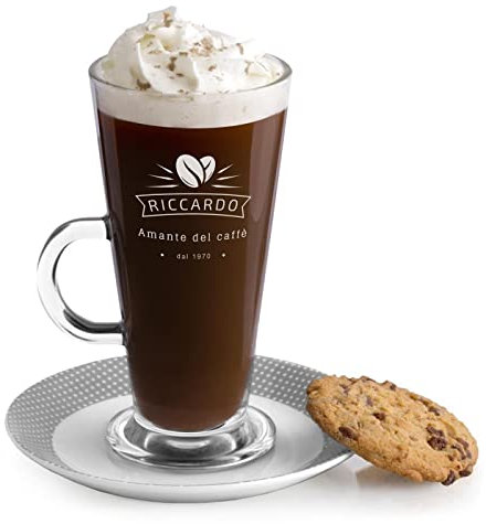 Maverton Bicchiere per latte macchiato - In vetro - Incisione personalizzata - 360 ml - Tazza per caffellatte - Cioccolata calda - Per compleanno - Per uomo - Per Lui - buongustaio