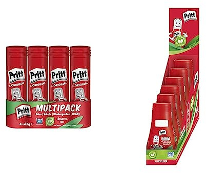 Bundle aus Pritt Klebestift, starker Klebstoff für Schule & Bürobedarf, 4x43g Pritt Stift + Pritt Alleskleber, transparenter Bastelkleber für viele Bastelmaterialien, 6x50g