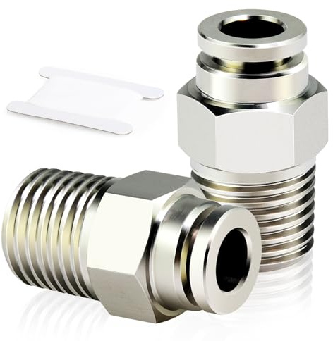 TAILONZ PNEUMATIC 304 Acero Inoxidable Macho Recto 6mm Tubo OD x 1/8 BSP Conectores PC6-01 (Pack de 2)