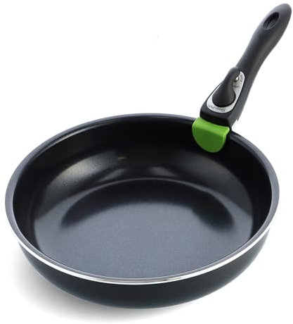 GreenPan Clip Series 10 Frying Pan Skillet with Detachable Handle, Aluminum, Healthy Ceramic Nonstick Coating, Induction, Dishwasher Safe, PFAS-Free, Black
