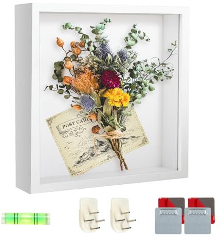 HXJDAM 3D Bilderrahmen zum Befüllen,Bilderrahmen Tief 20x20 cm,3D Objektrahmen Tiefer 3cm-Weiß,bilderrahmen tief zum befüllen für Objekte, Blumen, Erinnerungsstücke, Geschenk für Familie Freunde usw.