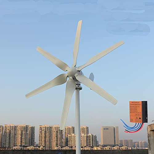 KX-ENERGIE Windkraftanlage 800W 24V Windturbine mit MPPT Laderegler Horizontale 3 Phase AC Horizontaler Windgenerator Für Home bauernhof 6 Blätter Windmühle