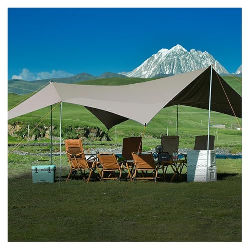 Tarpaulin Portable Sonnenschirm Markise, Mit 4 Stangen 16x15Ft Hängematte Regen Fly Ultralight Backpacking Tarp Zelt Unterstand Outdoor Tarp Markise Baldachin for Outdoor Abenteuer Wandern Zelt Hängem