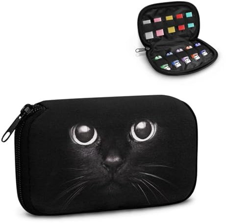Xoenoiee Étui de rangement pour clé USB Motif chat noir