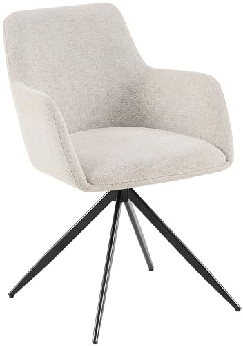 CLP Chaise de Salle a Manger pivotante Olema en Tissu, Fauteuil 180 degres avec accoudoirs et Dossier, revetement Facile a Entretenir, Couleur:crème
