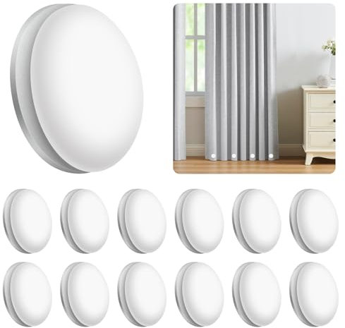 12Pcs Shower Curtain Weights, Curtain Weights for Hems, Magnetic Curtain Weights, Curtain Weights Bottom No Sew, Heavy Duty Curtain Magnets For Refrigerator, Drapery, Tablecloth (White)