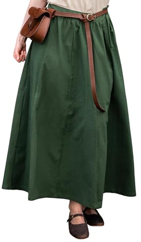 Leonardo Carbone® Damkjol, konststans, dragsko i midjan | flytande silhuett | karneval, halloween, cosplay, LARP, medeltid, kostym, kläder, festival | 100 % bomull, Grön, XXL-3XL