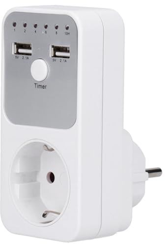 Marhynchus Toma de Temporizador USB, Toma de Temporizador de Cuenta Atrás con 2 Puertos USB para Ordenadores, Cocinas, Cafeteras (Enchufe de la UE)