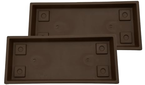 The HC Companies, Vassoio per piante rettangolare veneziano, sottovaso in plastica leggera, vassoio antigoccia per piante, resistente ai raggi UV, per uso interno ed esterno (44,5 cm, cioccolato