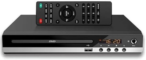 Ohulelks Lecteur DVD Haute Définition 1080P Lecteur DVD Domestique DVD229 HD Lecteur DVD Boîte pour TV Lecteur de Disques CD Sortie AV Port MIC Prise EU