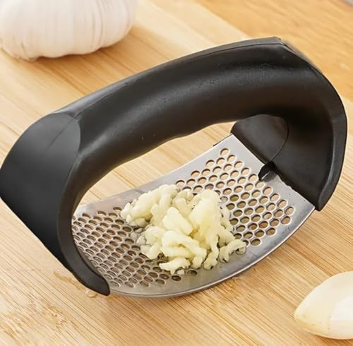 Presse-ail à bascule | Acier inoxydable 304 | Qualité supérieure | Broyeur à gingembre facile à utiliser | Design approuvé par les chefs | Utilisation à une main et nettoyage sans effort