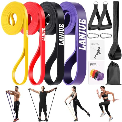 4 Stück Fitnessbänder Set, Resistance Bands Widerstandsbänder Gymnastikband Gummiband Sport für Krafttraining Powerlifting Yoga Fitness Physiotherapie