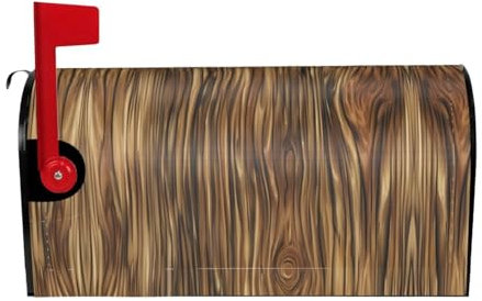 Wood Grain Print Mailbox Cover Durable Oxford Cloth for American Standard & Large Size Mailboxes
