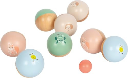 small foot bocce Garden Buddies in legno, lancio per tutta la famiglia, gioco outdoor per il giardino, il parco, la spiaggia, per bambini dai 3 anni, 12643, Multicolore
