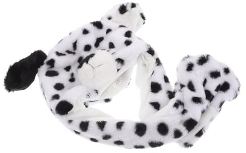 UPKOCH Leichte Dalmatiner Wintermütze Mit Beweglichen Ohren Plüschig Weiche Schalmütze Für Junge Mädchen Und Erwachsene Multifunktionaler Warmer Schal Lustige Tiermütze Für Party Cosplay