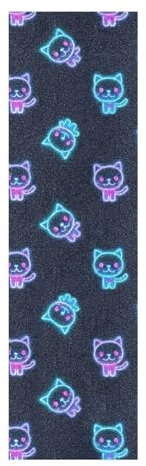 Skateboard-Klebeband mit niedlichem, buntem Neon-Katzen-Motiv, griffiges Griffband, Longboard, wasserdicht, Cruiser-Griptape, 84 x 22,9 cm