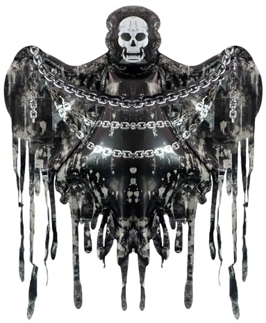 DazzJoy Halloween Skelett Luftballons, XXL Luftballon Skelett Halloween Deko, Skeleton Halloweens Deko Outdoor Ballon, Totenkopf Deko Folienballon für Fenster, Tür & Wanddeko, Horror Dekorationen