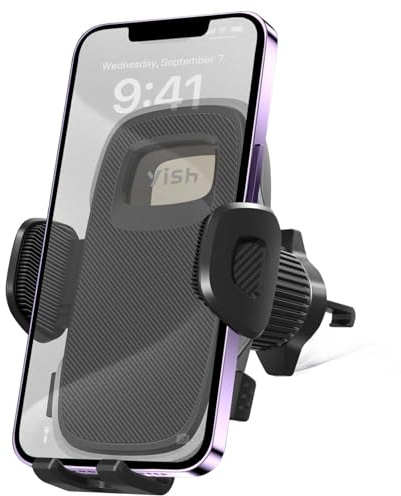 YISH Porte Telephone Voiture Support 360° Rotation [Clip Amélioré] Socles de Téléphone Portable pour Automobile pour iPhone, Samsung, Google, Sony