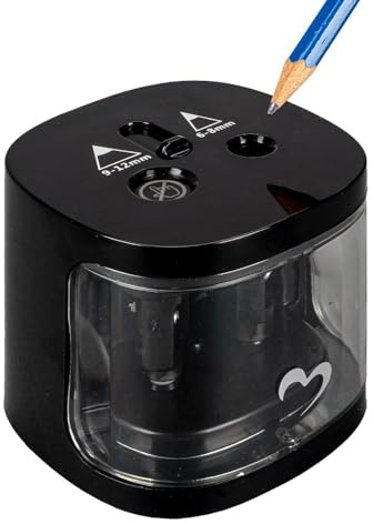 Ideen mit Herz Taille-crayon électrique automatique avec deux trous - Taille-crayon électrique pour crayons, crayons de couleur, crayons d'artiste - Fonctionne avec piles