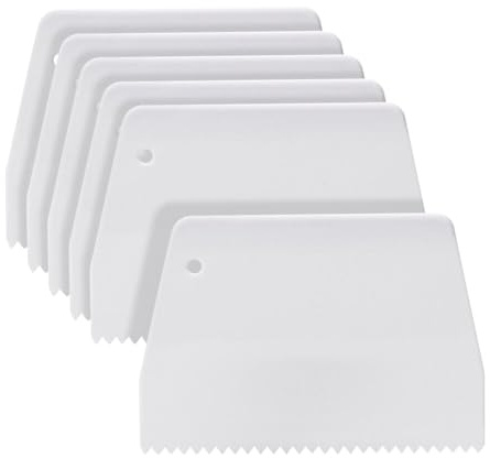 FSSTUD 6 Pcs Plastic Notched Trowel Adhesive Spreader Trowel Epoxy Resin Spreaders Flooring Glue Spreader Tools Dough Cutter Scraper Cake Decorating Scrapers