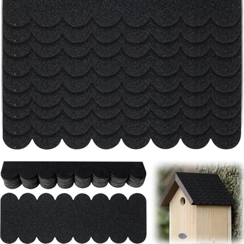 Mini feltro autoadesivo, nero, 32 pezzi, per casetta degli uccelli, in cartone impermeabile, per tetto della casetta degli uccelli, mini pellicola autoadesiva, per tetto della nidificazione, casetta
