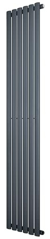 Radiatore Ovale a Colonna Singola 1800 x 360 mm Verticale Design Moderno Acciaio al Carbonio Riscaldamento Centrale Antracite con Kit Fissaggio e Spazzola