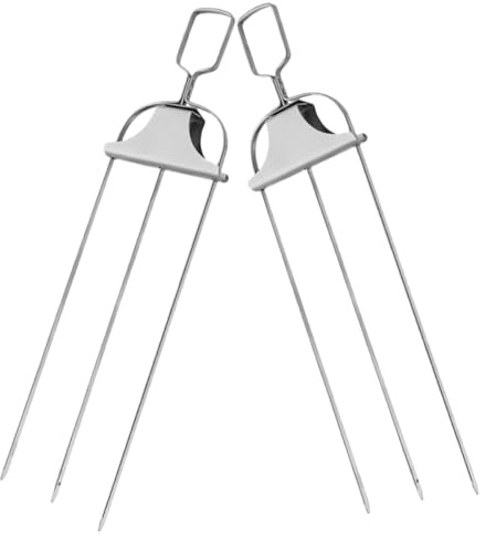 HEMOTON 2 Pièces Fourchettes à Barbecue Rotatives Inox Accessoires pour Brochette à Viande Compatibles Rotissoire Ergonomiques pour Cuisson Extérieure
