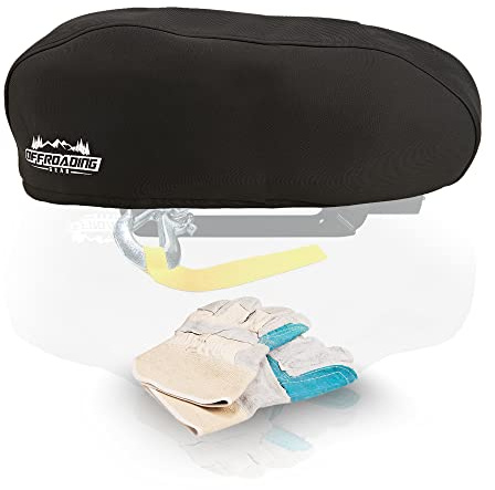 Offroading Gear 4x4 Waterproof and Dust-Resistant Heavy-Duty Winch Cover for 8,000lbs - 10,000lbs Winches | Black Neoprene Fabric | ATV| Jeep| Truck| Etc.| Medium