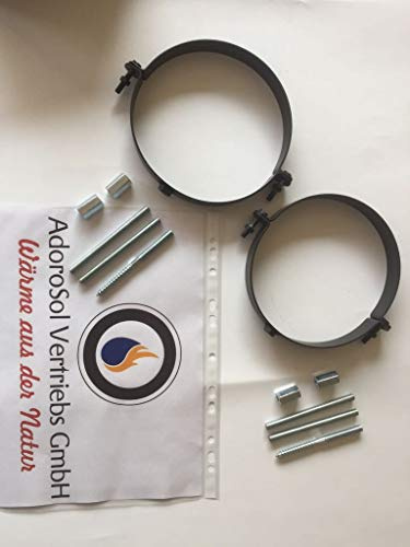 AdoroSol Vertriebs GmbH 2 Ofenrohr zwei Rohrhalter 120 mm Schwarz Rohrschelle Wandhalter