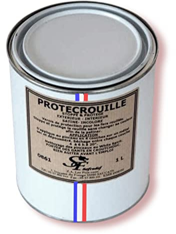 Déco fer forgé-VERNIS PROTECTION FER Metal- Penetrant Resistant Contre Rouille sur Fer Acier ANTIRouille Objet Decoration Metalliques Formule Efficace STOP Facile Made in France-Grande Quantité 1 LT