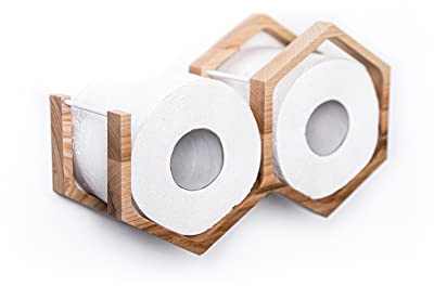 Toilettenpapierhalter, Badregal, aus Holz, wabenförmig, personalisierbar (Farblos)