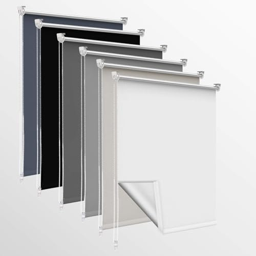 OUBO Verdunklungsrollo ohne Bohren & mit Bohren, (Weiß, B105cm x H150cm), Klemmfix Rollos für Fenster & Tür, Verdunkelungsrollo Fensterrollos Klemmrollos Sonnenschutz