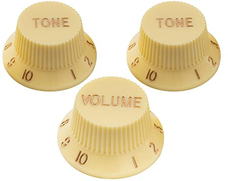Musiclily Pro Metrisch ST Potiknöpfe 1 Volume 2 Tone Knobs Set Crème | für Strat Style E-Gitarre