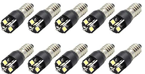 Ruiandsion 10pcs E10 Base Ampoules LED 3030 8SMD Ampoules LED 6V Blanc Remplacer Torche Phare Phare Mini Lampe Frontale Ampoules de Lampe de Poche