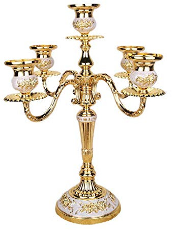 Tubayia 5 Armig Metall Kandelaber Kerzenhalter Kerzenleuchter Dekoration für Zuhause, Hochzeit, Restaurant (Gold)