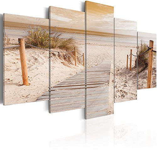 B&D XXL Acrylglasbild Strand Meer 200x100 cm 5 Teilig Wandbild auf Acryl Glasbilder Kunstdruck Moderne Acrylglas Platte Wanddekoration Geschenke Heimdekoration Glasbild Natur Landschaft c-B-0006-k-o