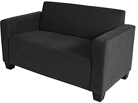 Mendler 2er Sofa Couch Lyon Loungesofa Stoff/Textil - anthrazit-grau