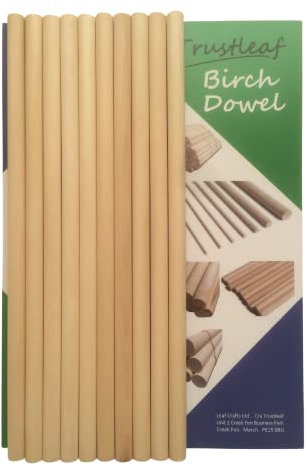 Trustleaf Tasselli in legno massiccio di betulla, 12 mm x 30 cm (10 tasselli)