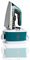 BEHOME Centro de Planchado con Caldera de Vapor Continuo, placa de cerámica 2250 W, capacidad 1,5 l, Filtro Antical incluido, base enrollacables, color gris oscuro, blanco y azul