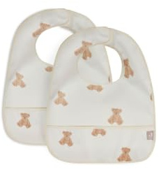 Jollein 029-864-66095 Lot de 2 bavoirs imperméables Motif ourson Blanc
