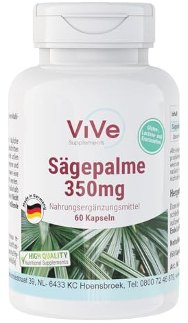 Sägepalme-Extrakt 350 mg - 60 Kapseln - schluckfreundlich - Vegan - 25% Fettsäuren | Qualität aus Deutschland von ViVe Supplements