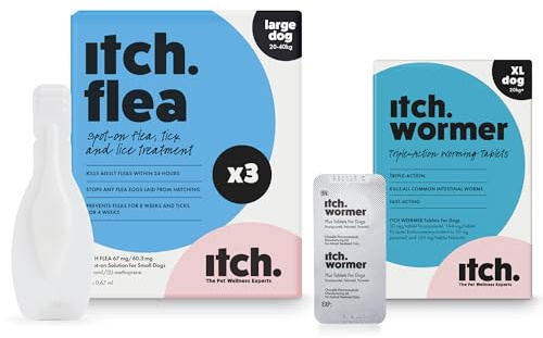 Itch Large Dog (20kg+) Flea & Tick Treatment and Wormer Bundle