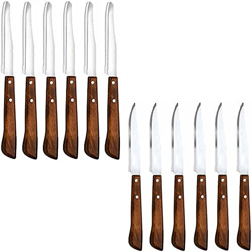 Coltello da tavola o bistecca pizza lama acciaio inox seghettata manico legno chiodato per bar pub cantina ristoranti casa-coltello tavola