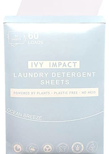 IVY IMPACT Laundry Detergent Sheets Strips | Ultra-Concentrated | Eco-Friendly | Non-Bio | Sensitive Skin | Suitable for Machine and Hand Washing | Up to 60 Loads | Scent: Ocean Breeze