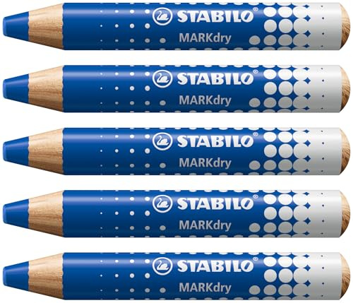 Whiteboard och blädderblock – Stabilo MarKdry – 5-pack – blå